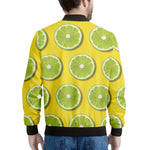 Lime Slices Pattern Print Men's Bomber Jacket
