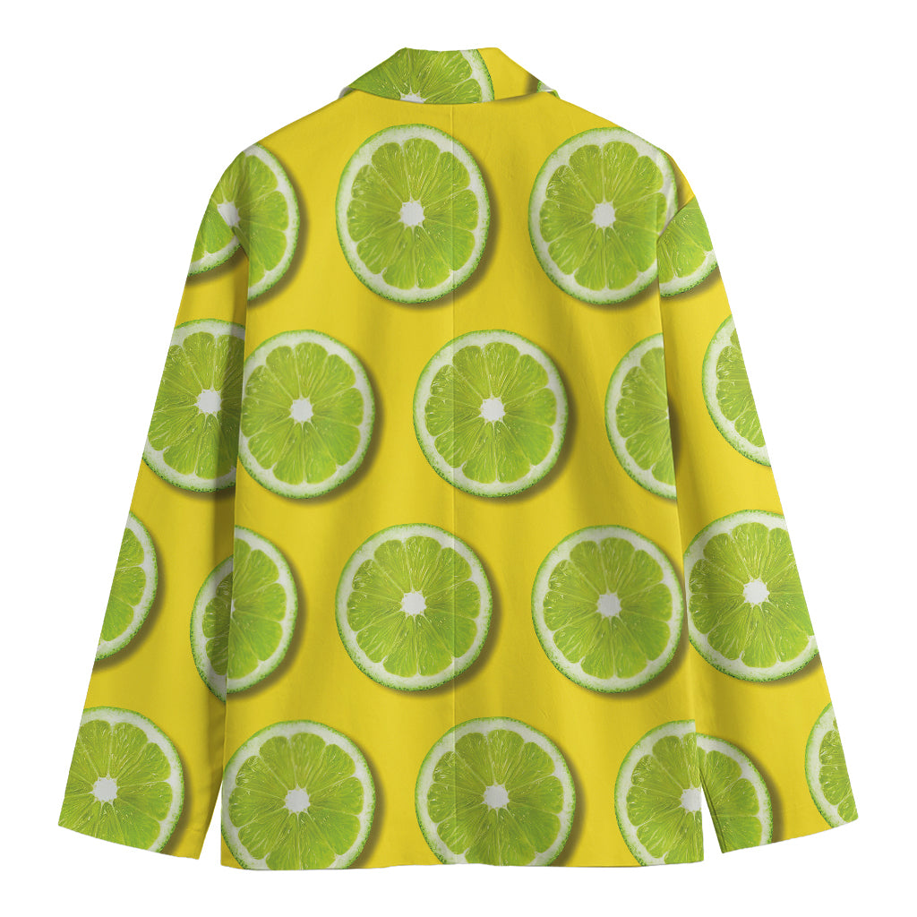 Lime Slices Pattern Print Men's Cotton Blazer