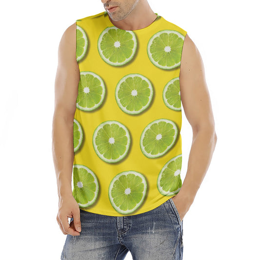 Lime Slices Pattern Print Men's Fitness Tank Top