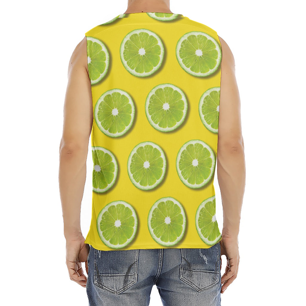Lime Slices Pattern Print Men's Fitness Tank Top