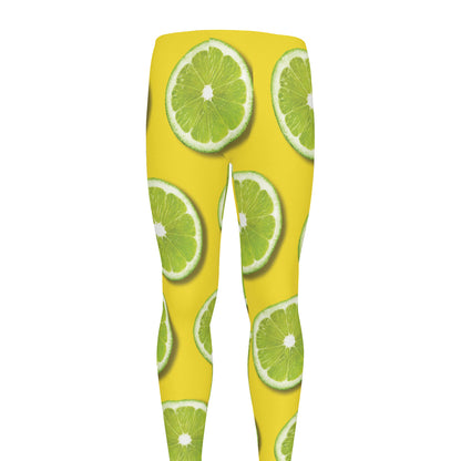 Lime Slices Pattern Print Men's leggings
