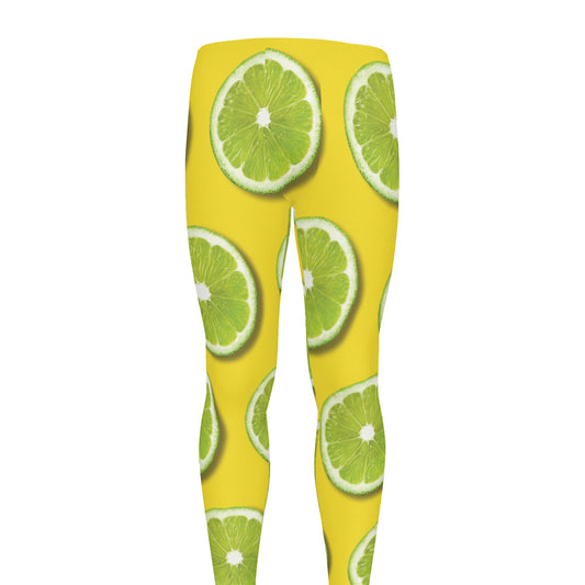 Lime Slices Pattern Print Men's leggings
