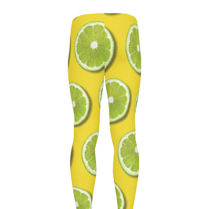 Lime Slices Pattern Print Men's leggings