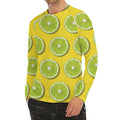 Lime Slices Pattern Print Men's Long Sleeve Rash Guard