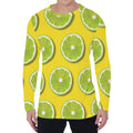 Lime Slices Pattern Print Men's Long Sleeve T-Shirt