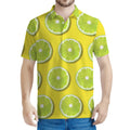 Lime Slices Pattern Print Men's Polo Shirt