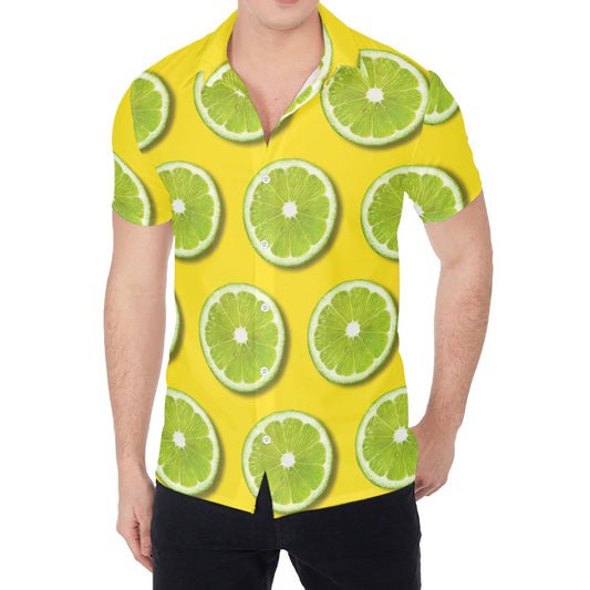 Lime Slices Pattern Print Men's Shirt