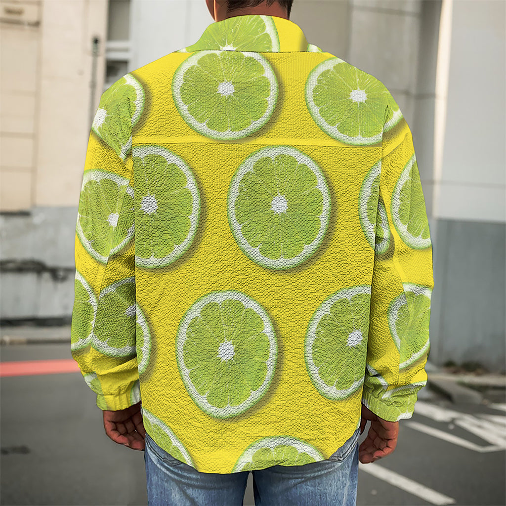 Lime Slices Pattern Print Men's Shirt Jacket