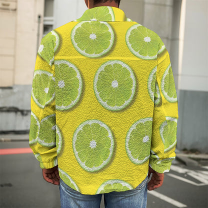 Lime Slices Pattern Print Men's Shirt Jacket