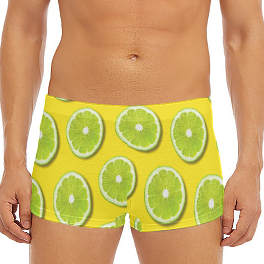 Lime Slices Pattern Print Men's Short Boxer Briefs