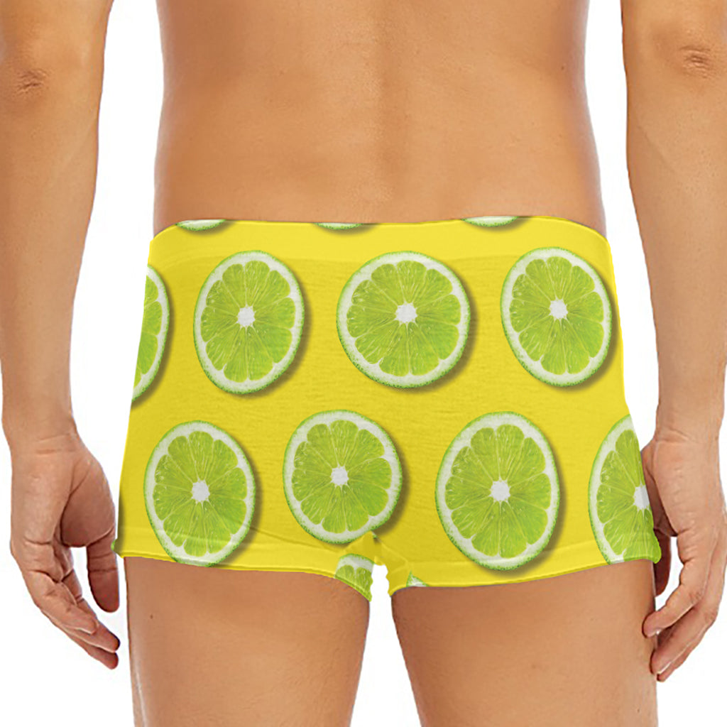 Lime Slices Pattern Print Men's Short Boxer Briefs