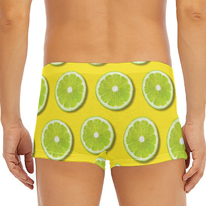 Lime Slices Pattern Print Men's Short Boxer Briefs