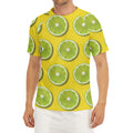 Lime Slices Pattern Print Men's Short Sleeve Rash Guard