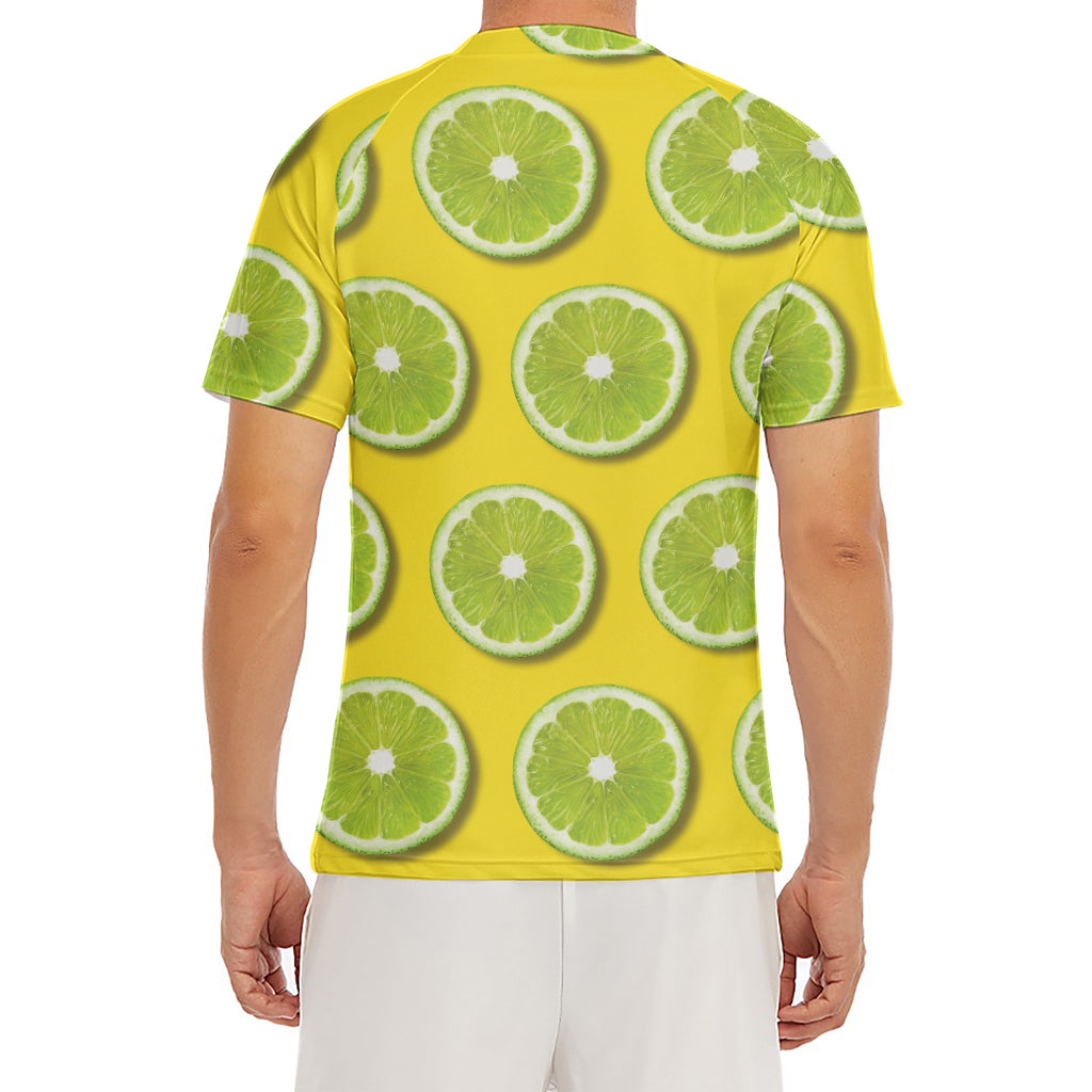 Lime Slices Pattern Print Men's Short Sleeve Rash Guard