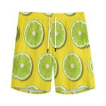 Lime Slices Pattern Print Men's Sports Shorts