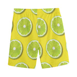 Lime Slices Pattern Print Men's Sports Shorts