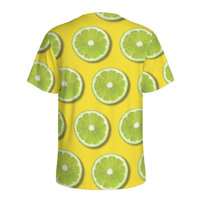 Lime Slices Pattern Print Men's Sports T-Shirt