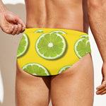 Lime Slices Pattern Print Men's Swim Briefs