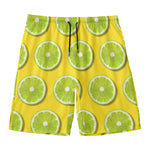 Lime Slices Pattern Print Men's Swim Trunks