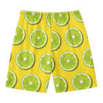 Lime Slices Pattern Print Men's Swim Trunks