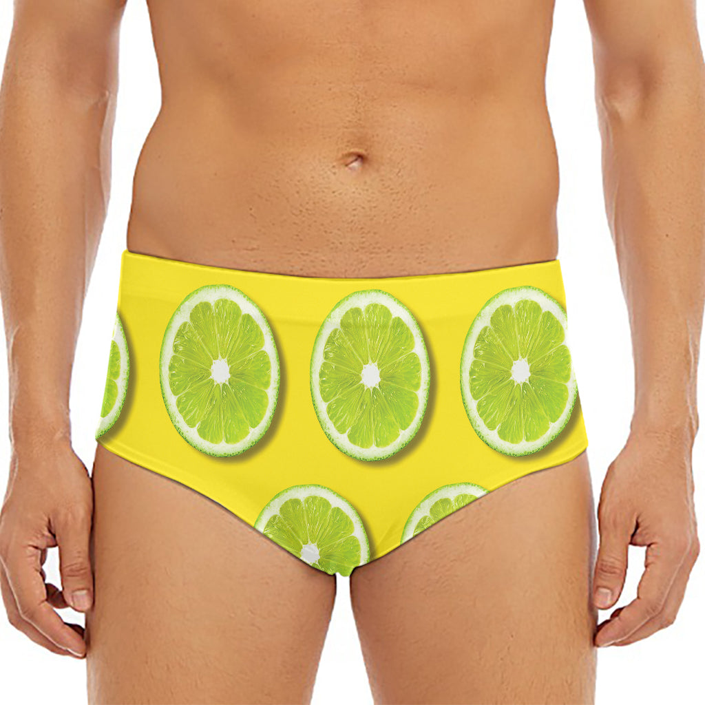 Lime Slices Pattern Print Men's Triangle Swim Briefs