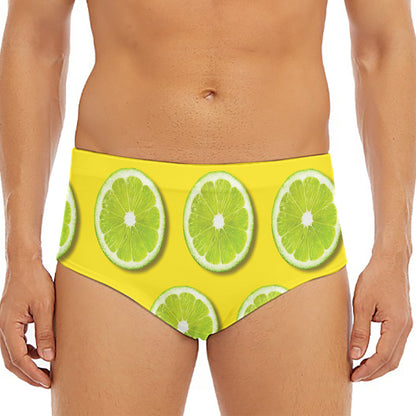 Lime Slices Pattern Print Men's Triangle Swim Briefs