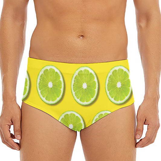 Lime Slices Pattern Print Men's Triangle Swim Briefs