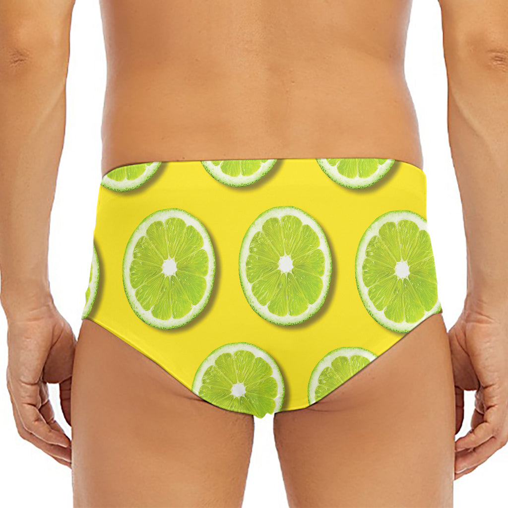 Lime Slices Pattern Print Men's Triangle Swim Briefs