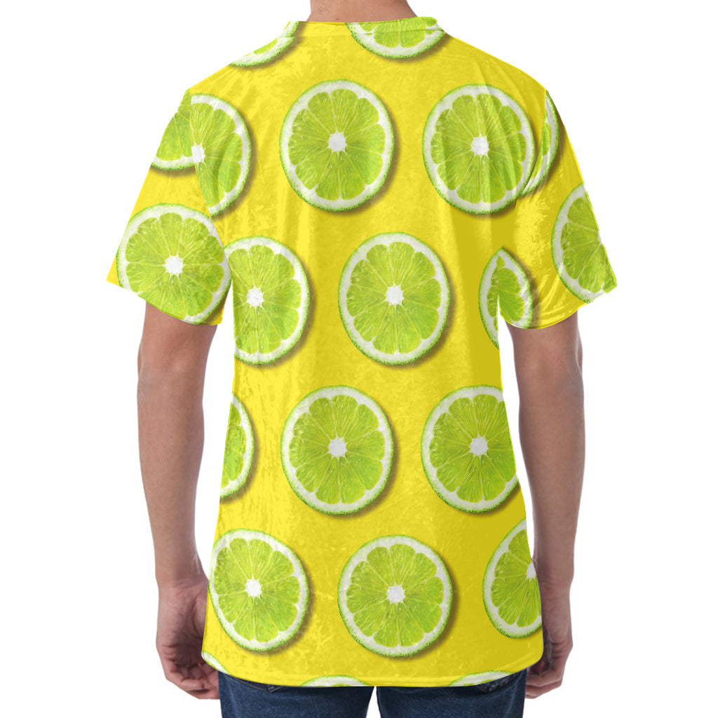 Lime Slices Pattern Print Men's Velvet T-Shirt