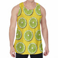Lime Slices Pattern Print Men's Velvet Tank Top