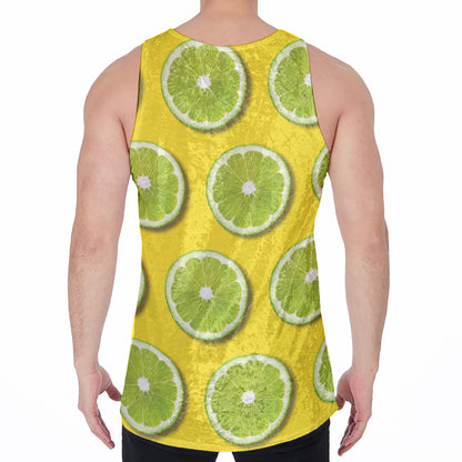 Lime Slices Pattern Print Men's Velvet Tank Top