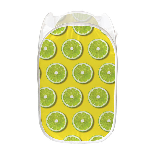 Lime Slices Pattern Print Mesh Laundry Hamper