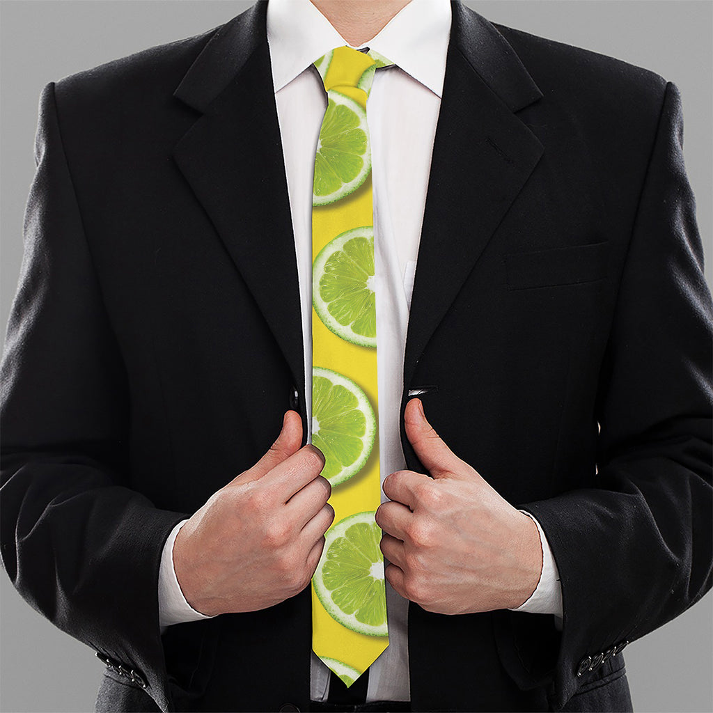 Lime Slices Pattern Print Necktie