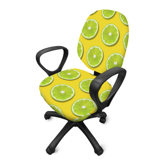 Lime Slices Pattern Print Office Chair Cover