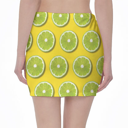 Lime Slices Pattern Print Pencil Mini Skirt