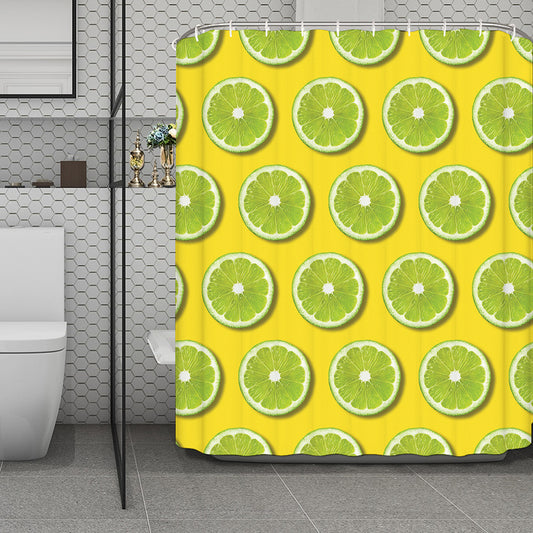Lime Slices Pattern Print Polyester Shower Curtain