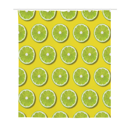 Lime Slices Pattern Print Polyester Shower Curtain
