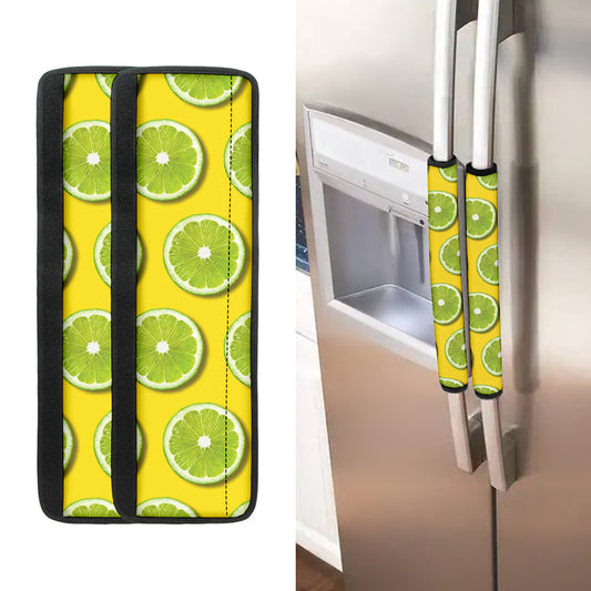 Lime Slices Pattern Print Refrigerator Handle Covers