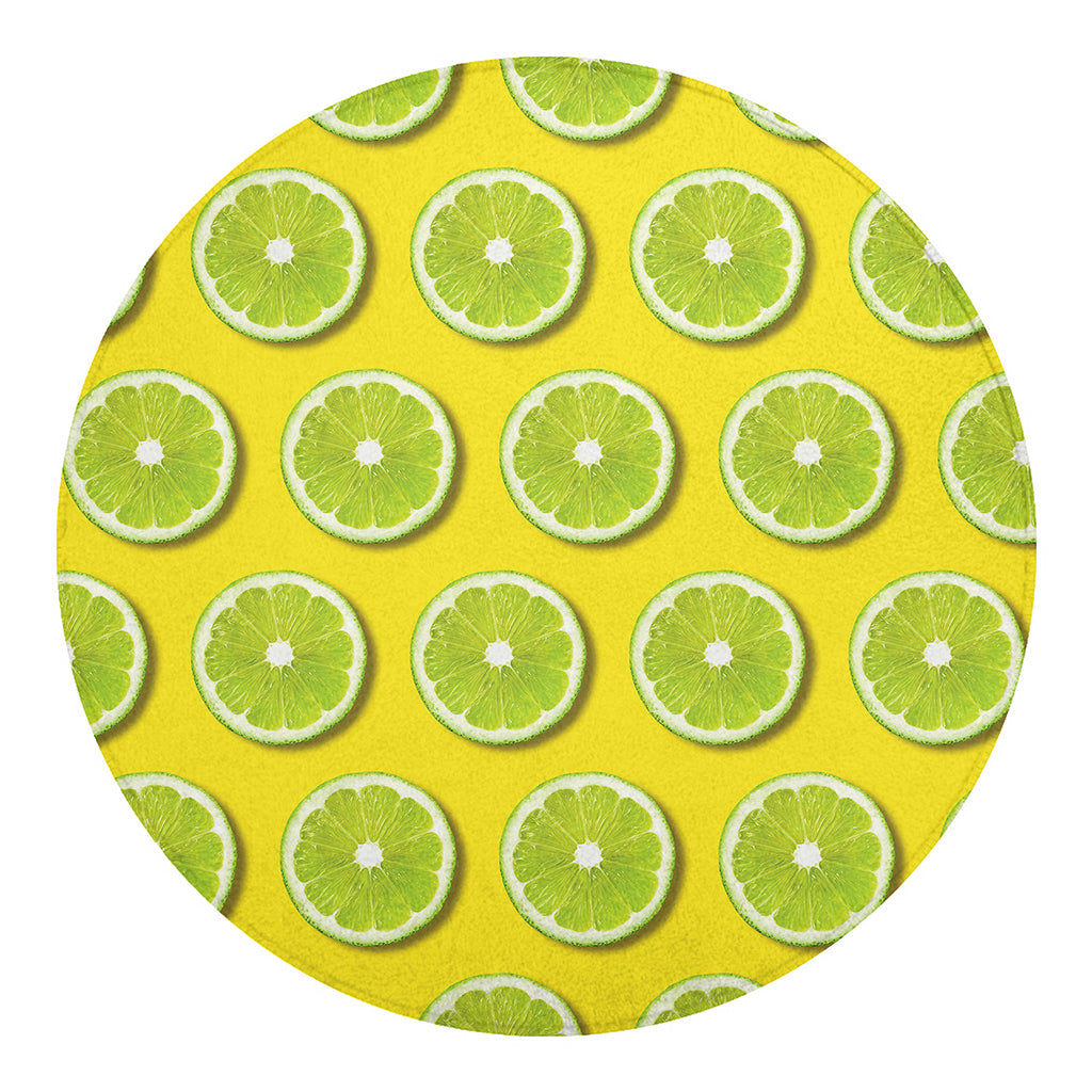 Lime Slices Pattern Print Round Blanket