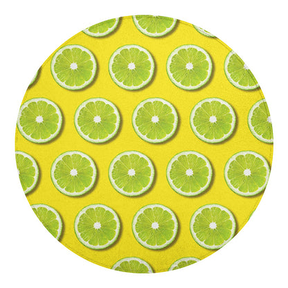 Lime Slices Pattern Print Round Blanket