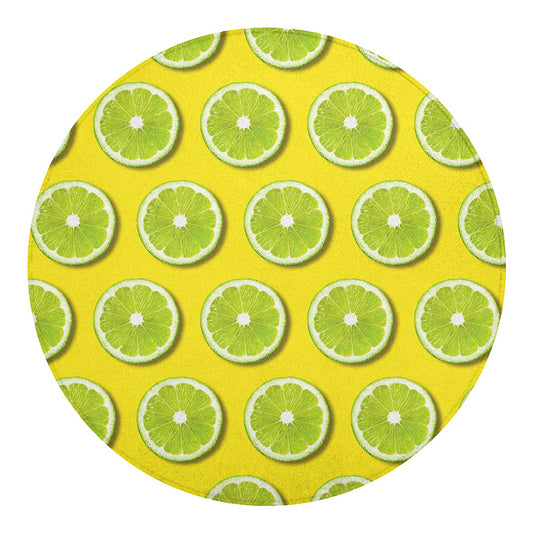 Lime Slices Pattern Print Round Blanket
