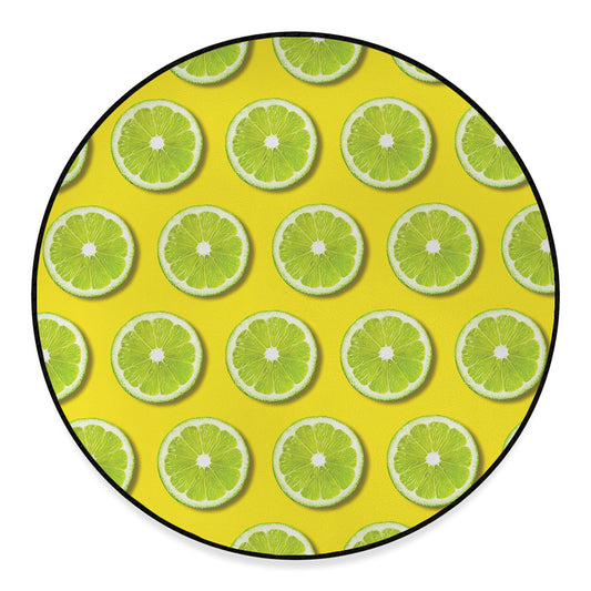 Lime Slices Pattern Print Round Floor Mat