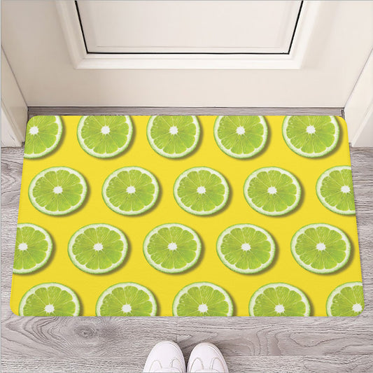 Lime Slices Pattern Print Rubber Doormat