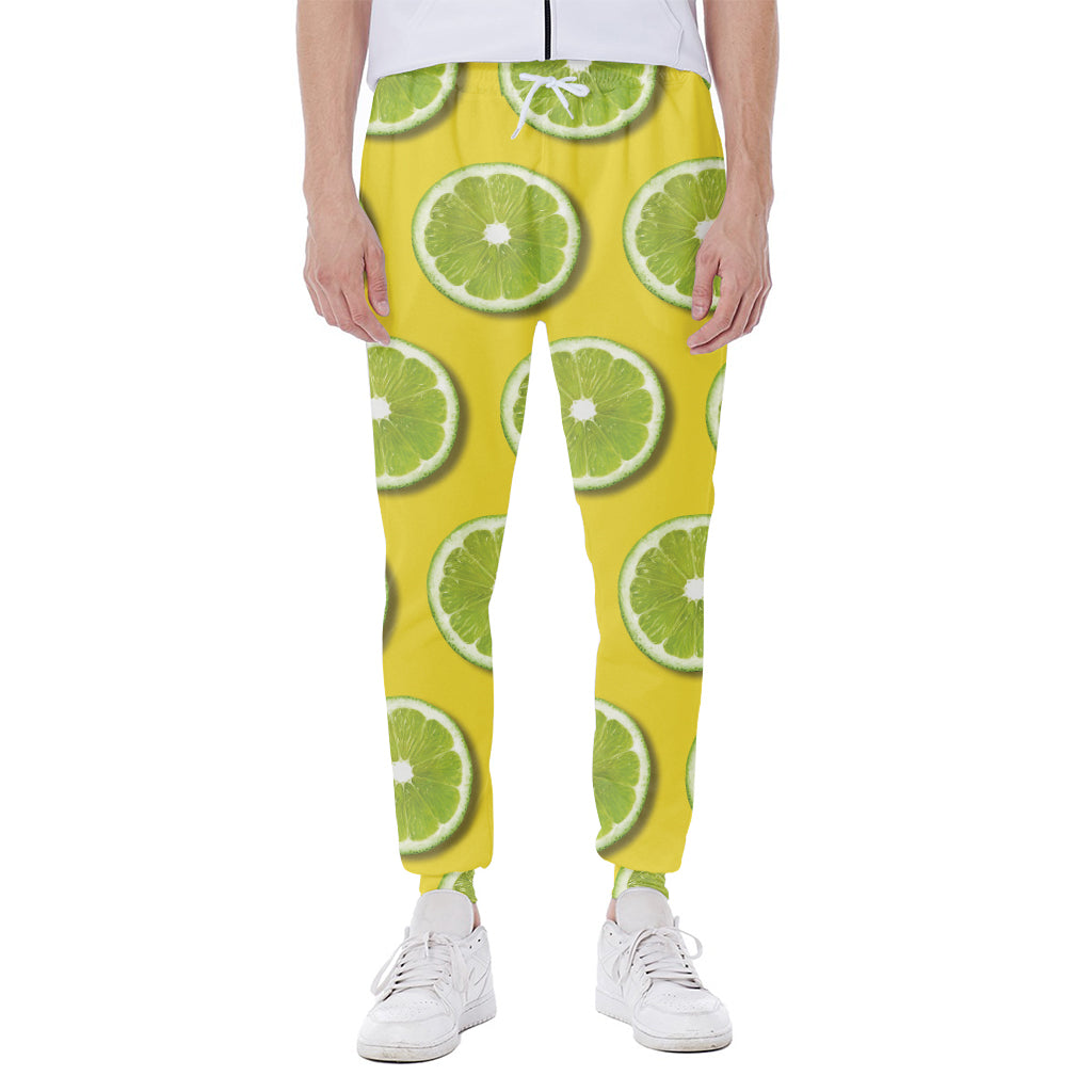 Lime Slices Pattern Print Scuba Joggers