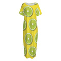 Lime Slices Pattern Print Short Sleeve Long Nightdress