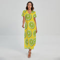 Lime Slices Pattern Print Short Sleeve Maxi Dress