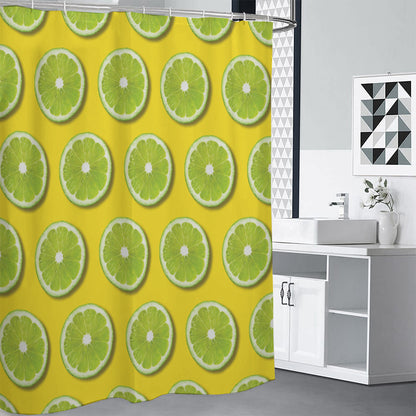 Lime Slices Pattern Print Shower Curtain