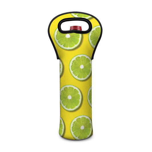 Lime Slices Pattern Print Single Neoprene Wine Tote
