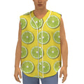 Lime Slices Pattern Print Sleeveless Baseball Jersey