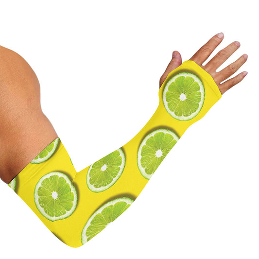 Lime Slices Pattern Print Sun Protection Arm Sleeves